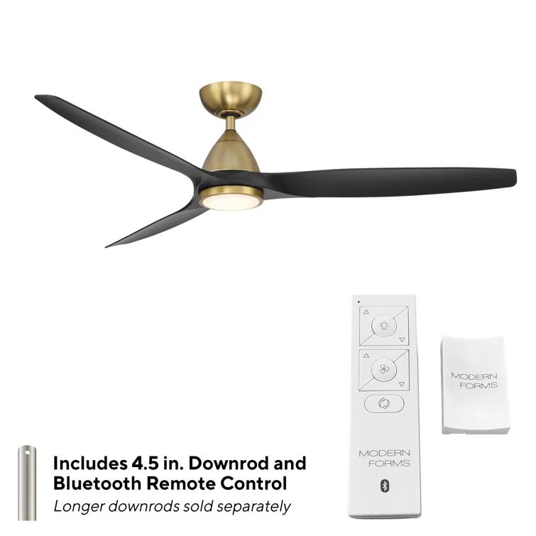 Skylark 3 - Blade Indoor/Outdoor Smart Ceiling Fan with Adjustable CCT 2700K-3000K-4000K-5000K LED Light Kit and Remote Control Included, Works With Alexa and iOS or Android App