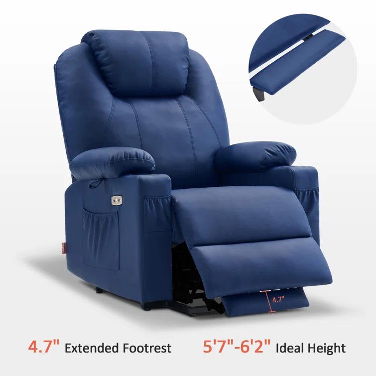 22.8" Wide Dual Motor Power Recliner Lift Chair with Massage and Heat, Infinite Position, Faux Leather