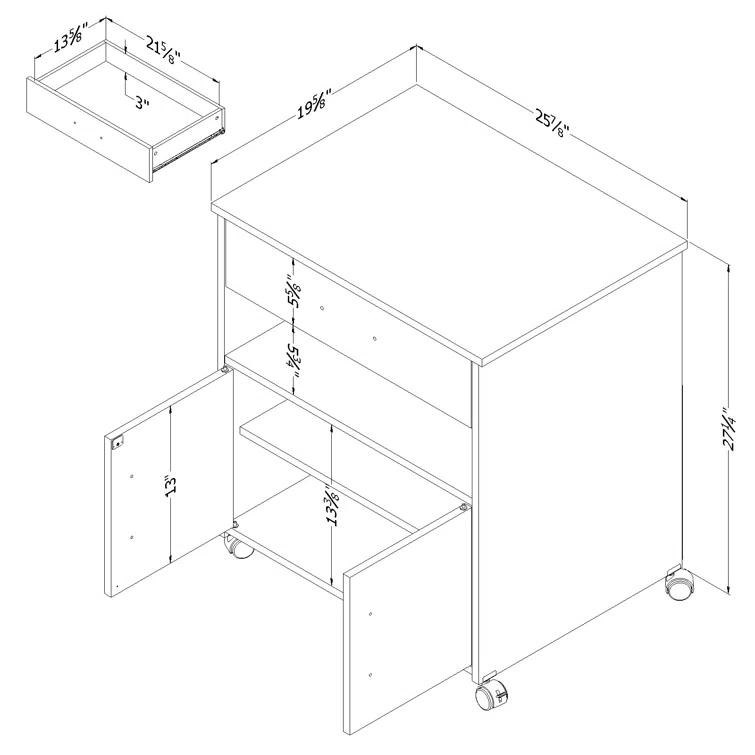 Axess 29.13'' H x 23'' W 1 Printer Stand with Wheels