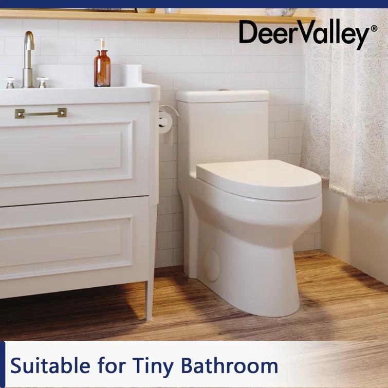 DeerValley Liberty Compact Toilets One-Piece Toilet With High-Efficiency Flush Round Toilet for Space-Saving Floor Mounted (Seat Included)