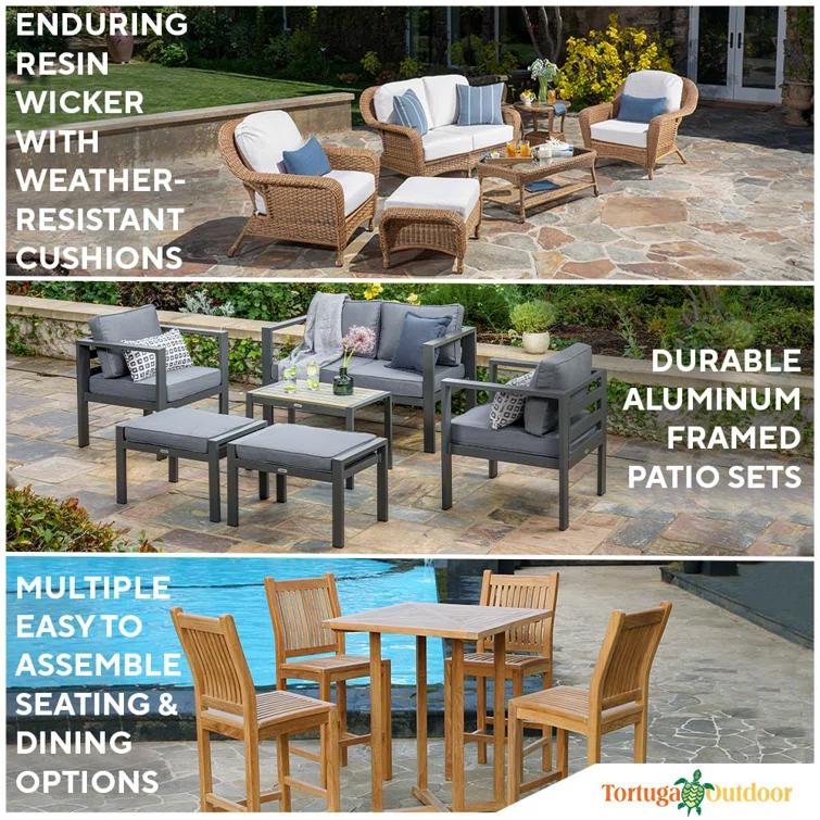 Lakeview Aluminum Outdoor Ottoman With Charcoal Cushion