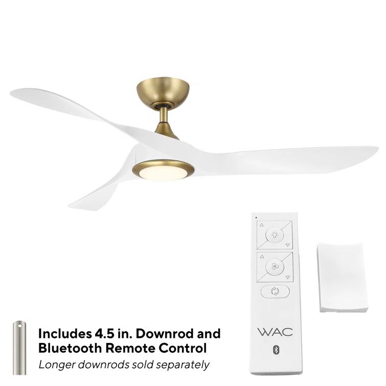 54" Swirl 3 - Blade Outdoor LED Smart Propeller Ceiling Fan with Remote Control and Light Kit Included