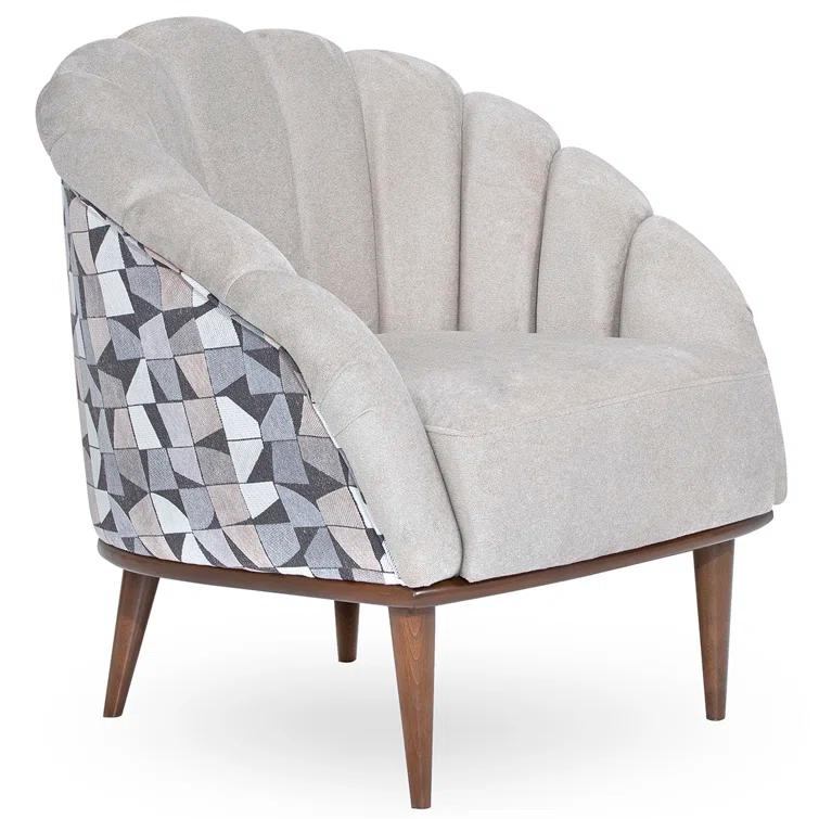 Balboa Chenille Accent Chair - Gray/Warm Walnut