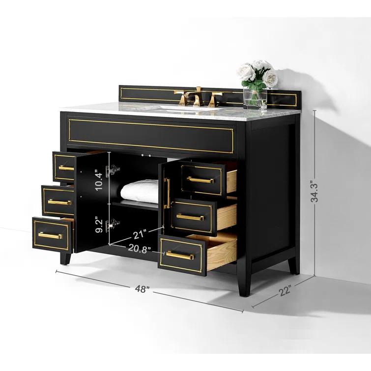 Aspen 48'' Single Bathroom Vanity with Carrara Marble Top
