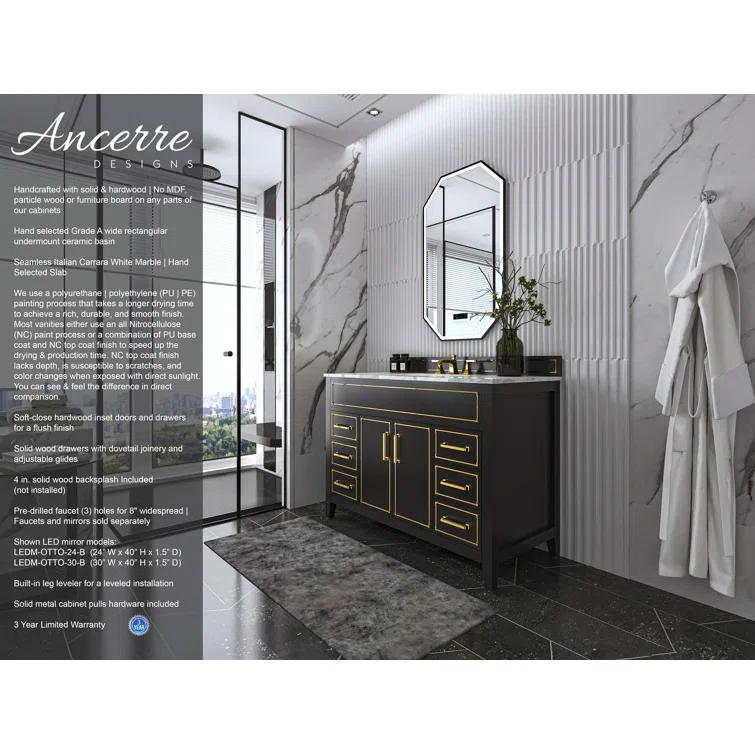 Aspen 48'' Single Bathroom Vanity with Carrara Marble Top