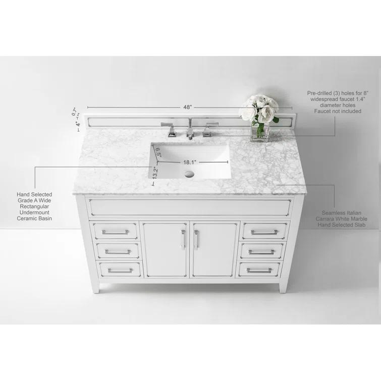Aspen 48'' Single Bathroom Vanity with Marble Top