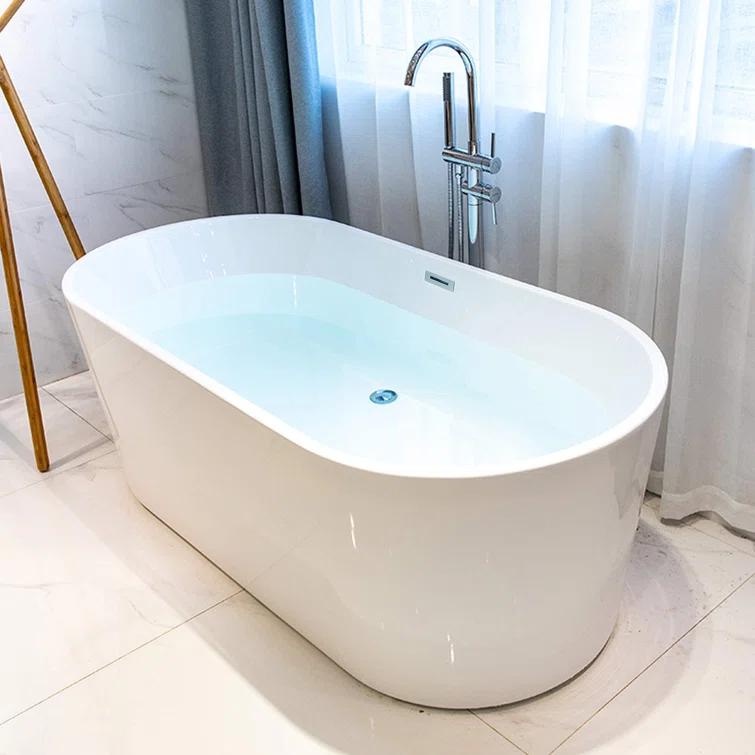 Iris 59" x 30" Freestanding Soaking Acrylic Bathtub