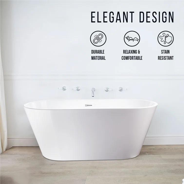 54'' x 29'' Freestanding Soaking Acrylic Bathtub