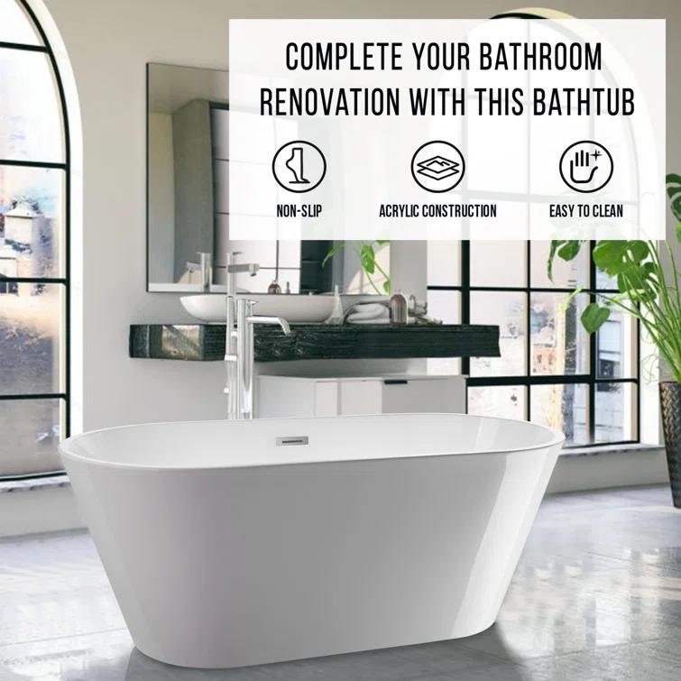 54'' x 29'' Freestanding Soaking Acrylic Bathtub
