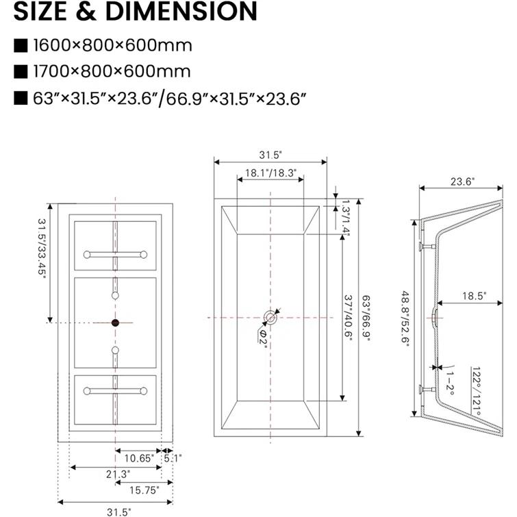 67" x 32" Freestanding Soaking Acrylic Bathtub