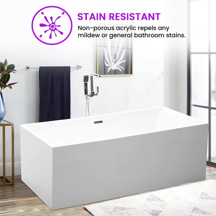 67" x 32" Freestanding Soaking Acrylic Bathtub