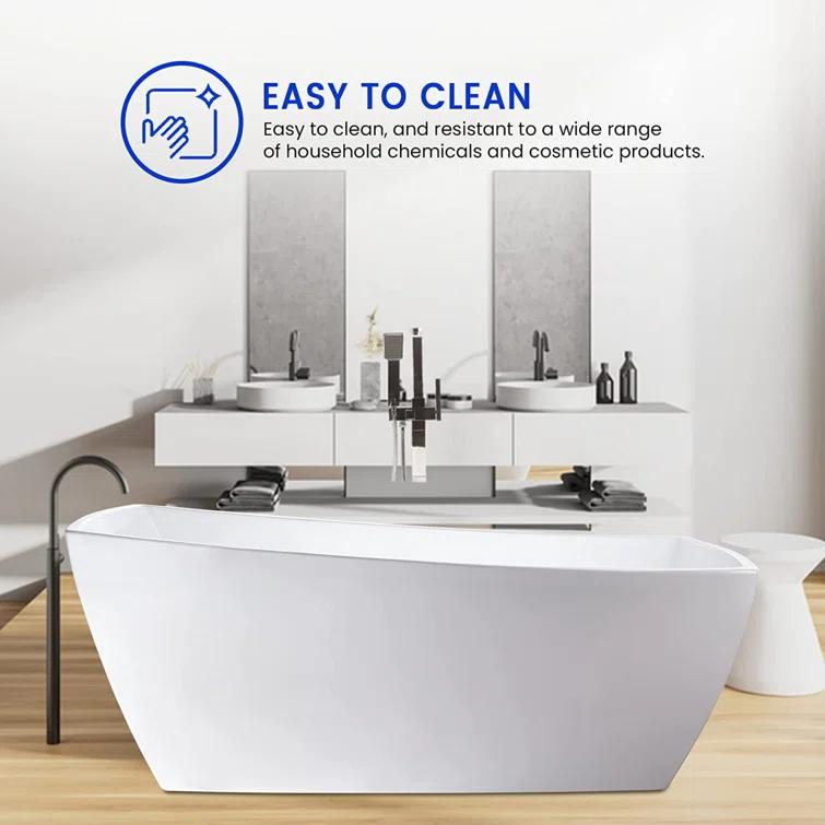Vanity Art 67" X 31" Acrylic Freestanding Bathtub