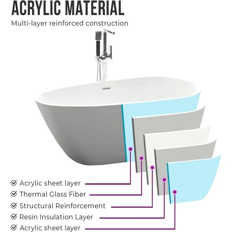 Freestanding Soaking Acrylic Bathtub