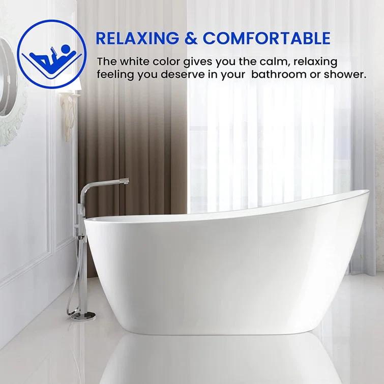 Maya 55" x 28" Freestanding Soaking Acrylic Bathtub