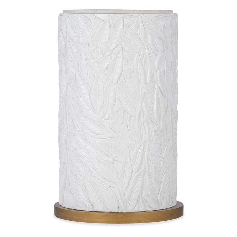 White and Gold Round Resin and Quartz End Table