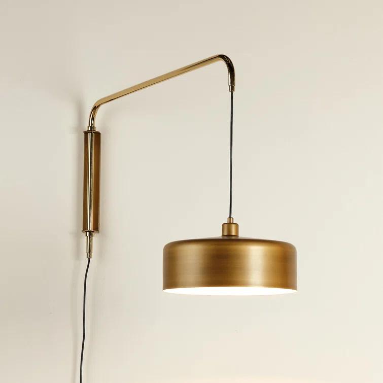 Jamie Young Company Jeno Solid Brass Plug-in Swing Arm Sconce