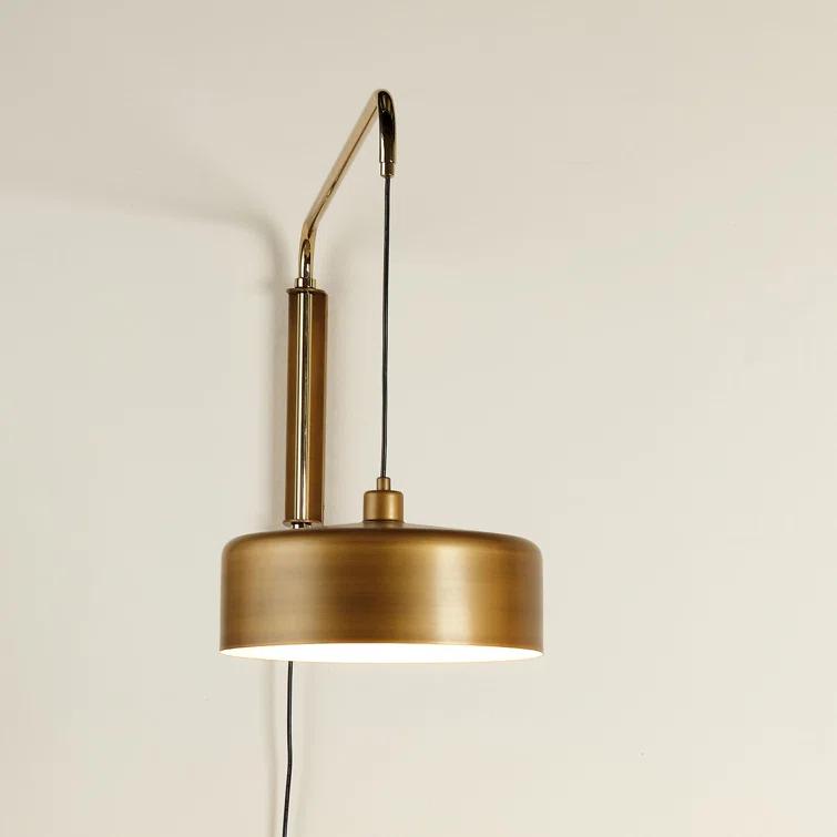 Jamie Young Company Jeno Solid Brass Plug-in Swing Arm Sconce