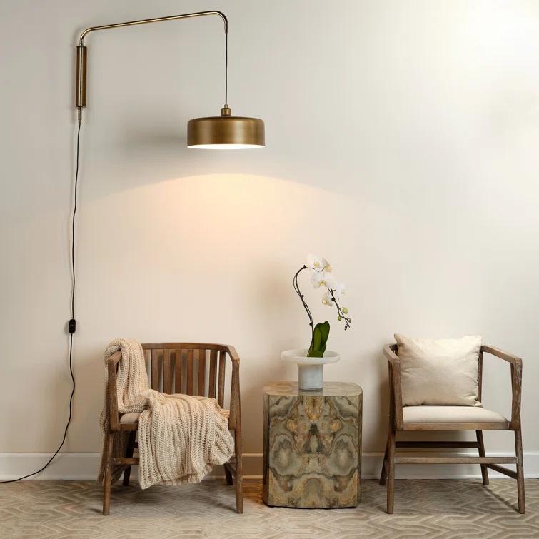 Jamie Young Company Jeno Solid Brass Plug-in Swing Arm Sconce