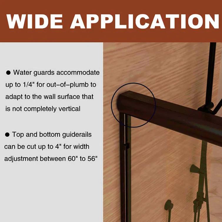 60" W X 70" H Semi- Frameless Double Sliding Bathroom Shower Door With Clear Glass
