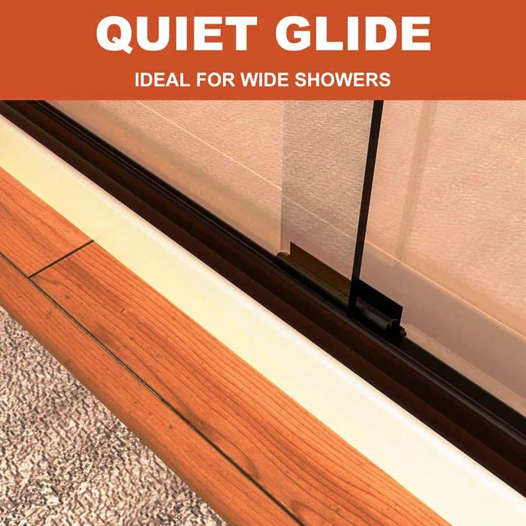 60" W X 70" H Semi- Frameless Double Sliding Bathroom Shower Door With Clear Glass