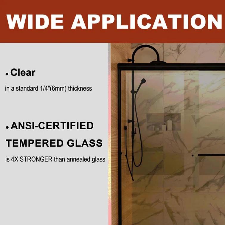 60" W X 70" H Semi- Frameless Double Sliding Bathroom Shower Door With Clear Glass