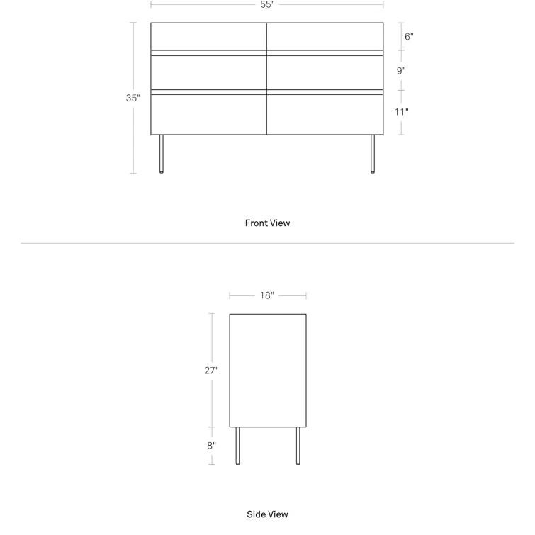 Clad 55'' W Unfinished 6 - Drawer Dresser