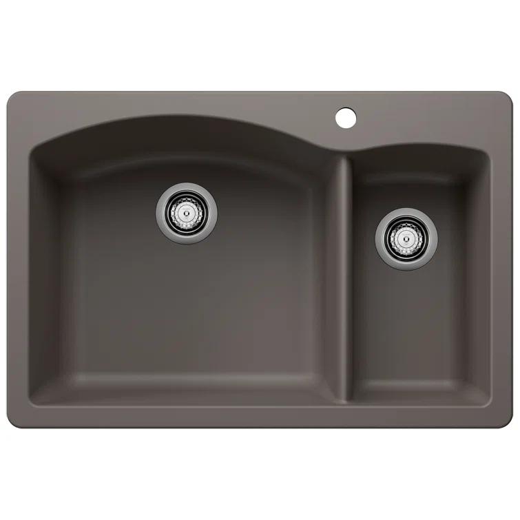 Diamond Silgranit 33" L x 22" W Double Basin Drop-In/Undermount Sink