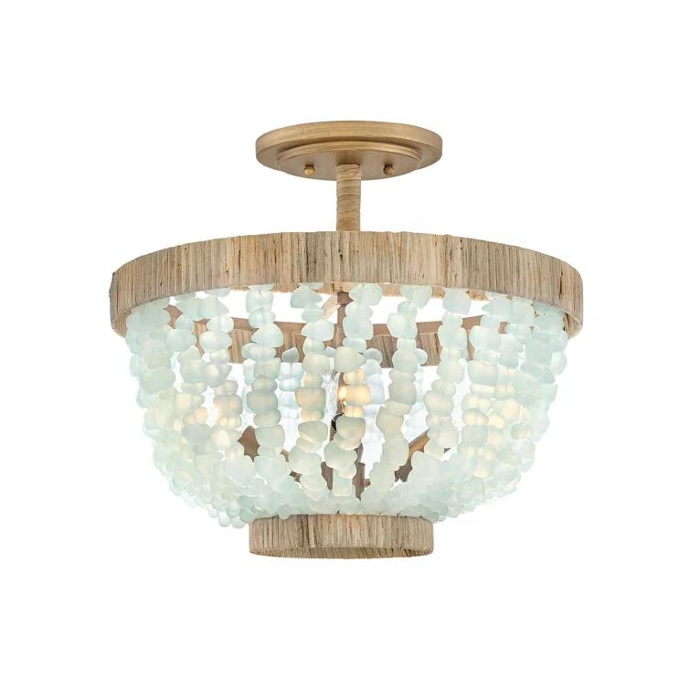 Dune Four-Light Hand-Strung Sea Glass Semi-Flush Mount Ceiling Light