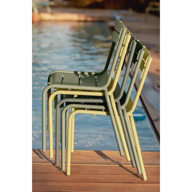 Luxembourg Aluminum/Powder Coated Aluminum Outdoor Stacking Dining Side Chair