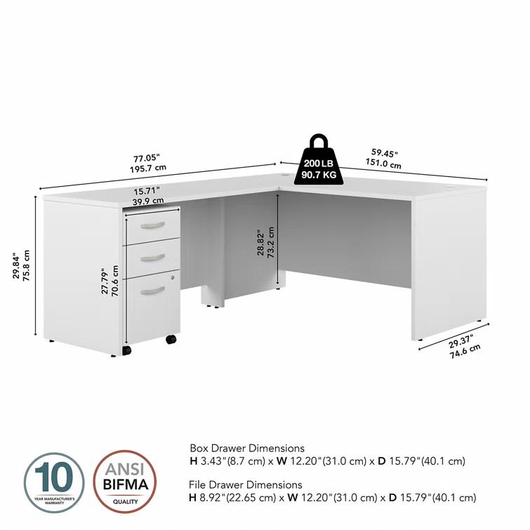 Office 500 Collection 3 Piece 60W L-Shape Computer Desk Office Set