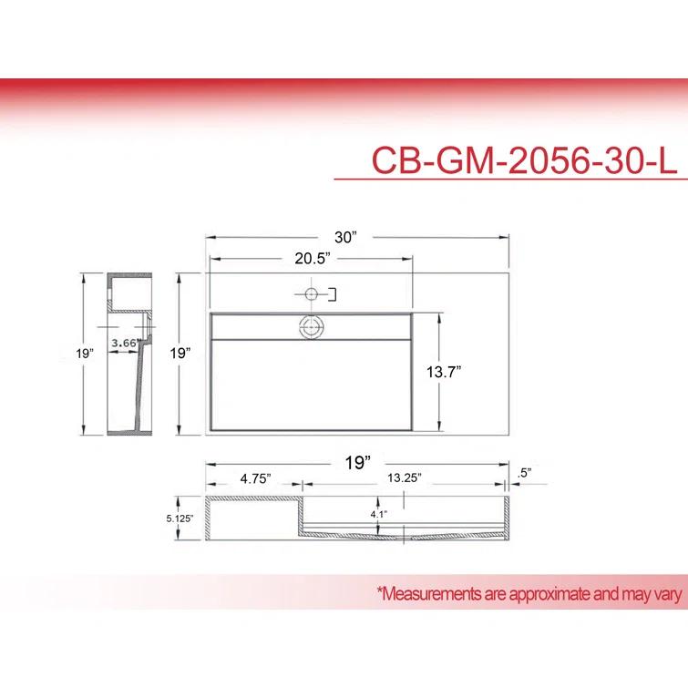 Juniper 30" Wall Mounted Bathroom Sink With Left Basin