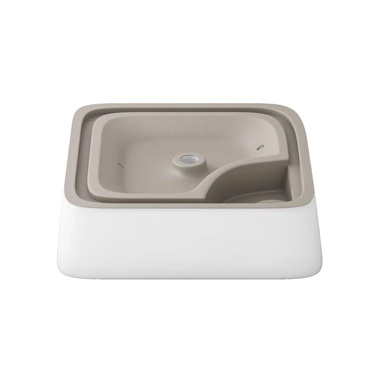 Altair 17'' White Ceramic Square Bathroom Sink with Overflow