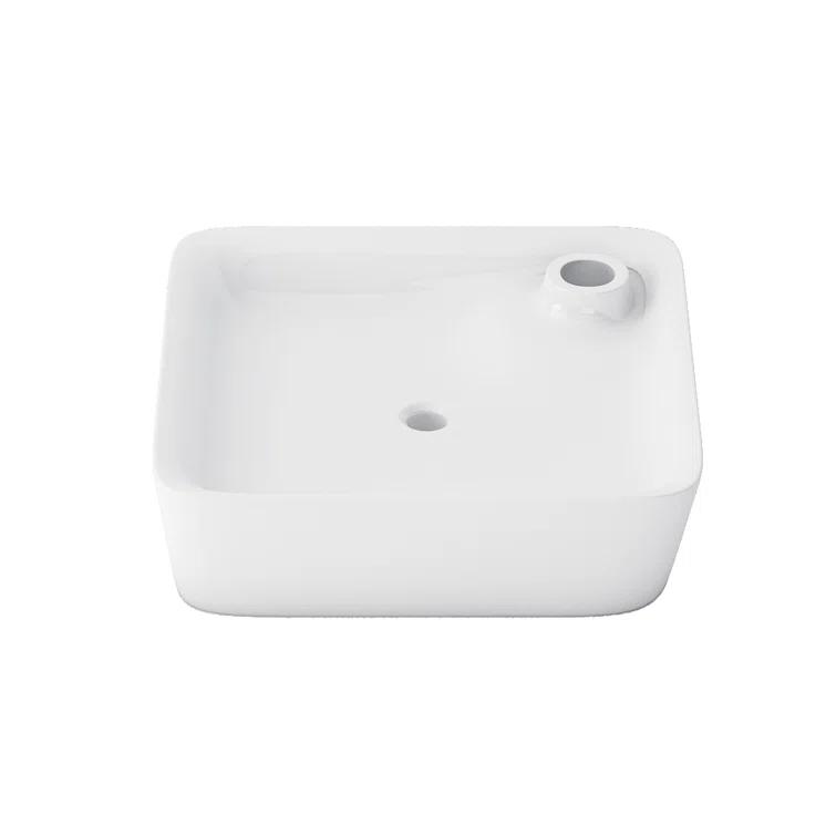 Altair 17'' White Ceramic Square Bathroom Sink with Overflow