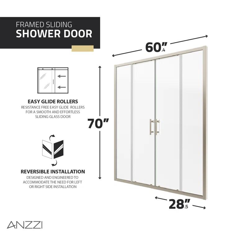 60" - 60.4" W x 70" H Framed Shower Door