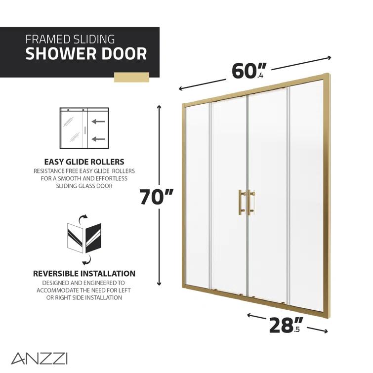 60" - 60.4" W x 70" H Framed Shower Door