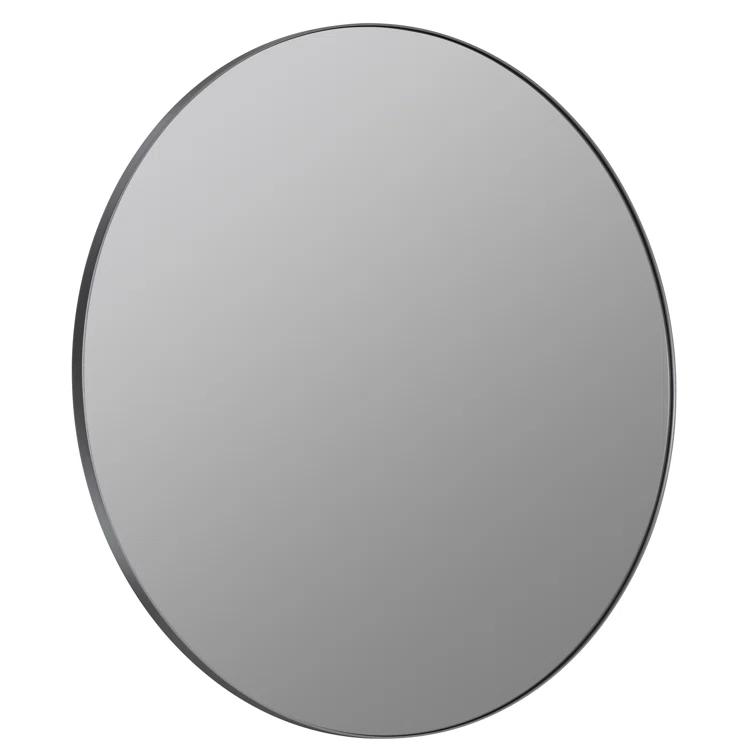 Franco 34" Classic Round Wall Mirror in Glossy Silver