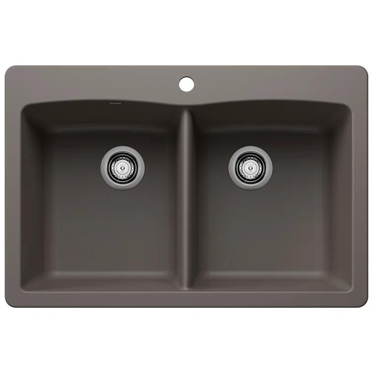 Diamond SILGRANIT 33" L x 22" W Double Bowl Drop-In/Undermount Kitchen Sink