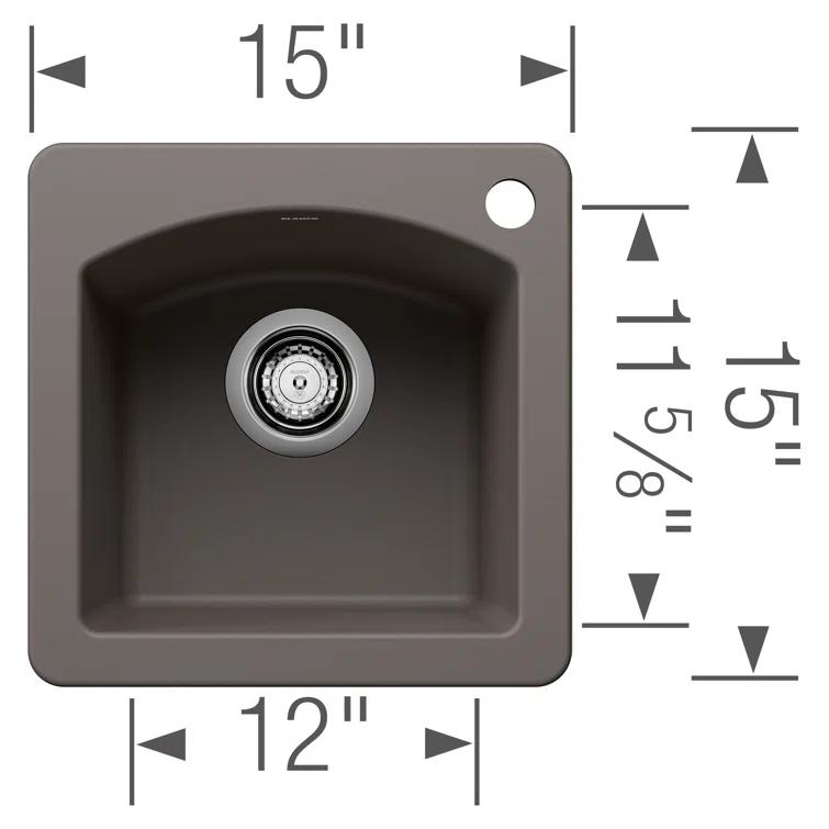 Diamond SILGRANIT 15" L x 15" W Drop-in/Undermount Bar Sink