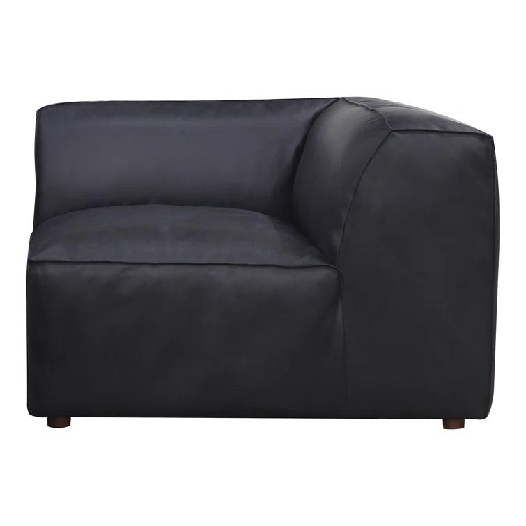 Moe's Home Collection Form Corner Chair Vantage Black Leather Leather