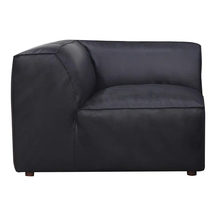 Moe's Home Collection Form Corner Chair Vantage Black Leather Leather