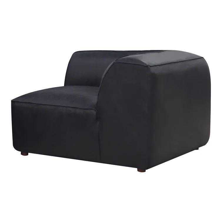 Moe's Home Collection Form Corner Chair Vantage Black Leather Leather