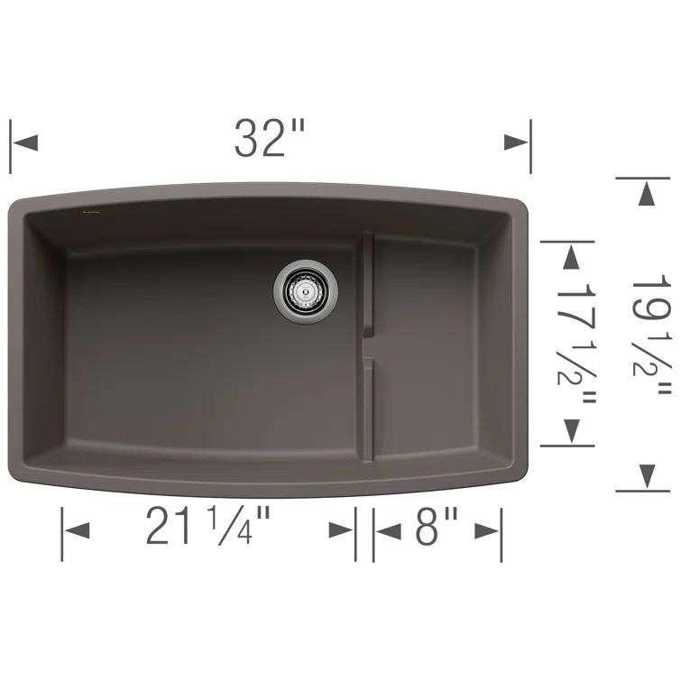 Performa Cascade SILGRANIT 32" Single Bowl Undermount Kitchen Sink with Colander