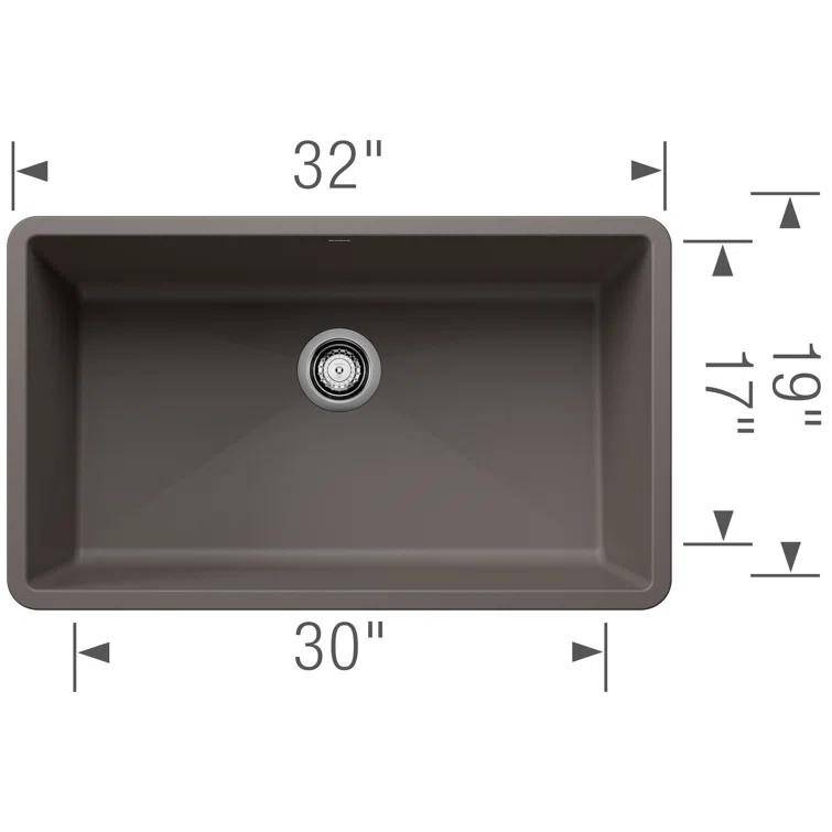 Precis SILGRANIT 32" L X 19" W Super Single Undermount Kitchen SInk