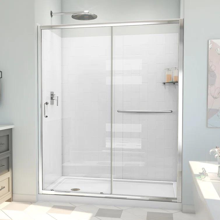 60" W x 32" D x 78" H Semi-Frameless Rectangle Shower Kit