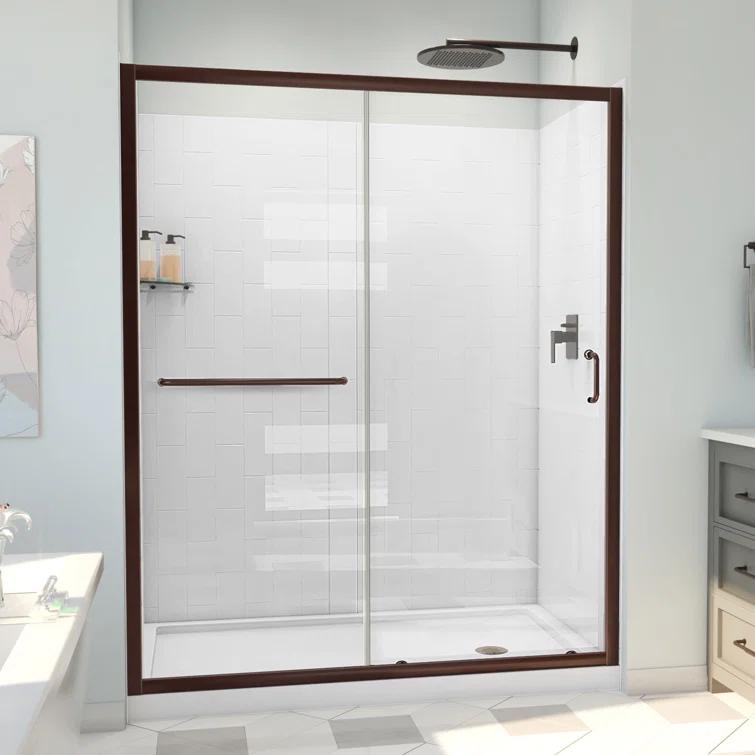 60" W x 30" D x 78" H Semi-Frameless Rectangle Shower Kit