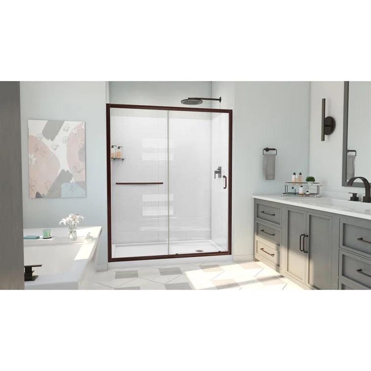 60" W x 30" D x 78" H Semi-Frameless Rectangle Shower Kit