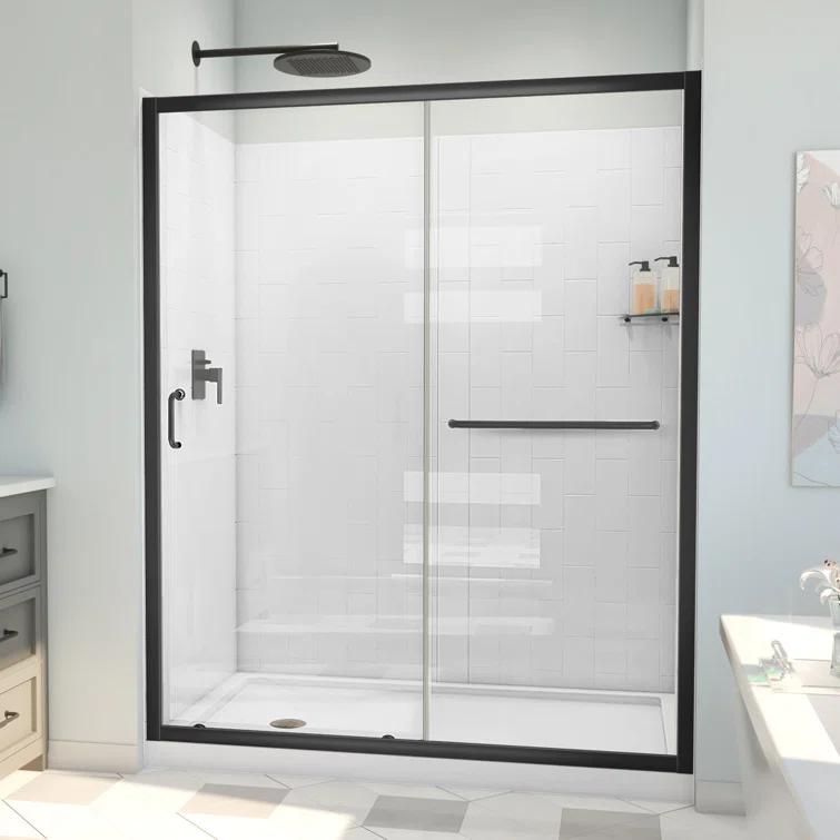 60" W x 34" D x 78" H Semi-Frameless Rectangle Shower Kit