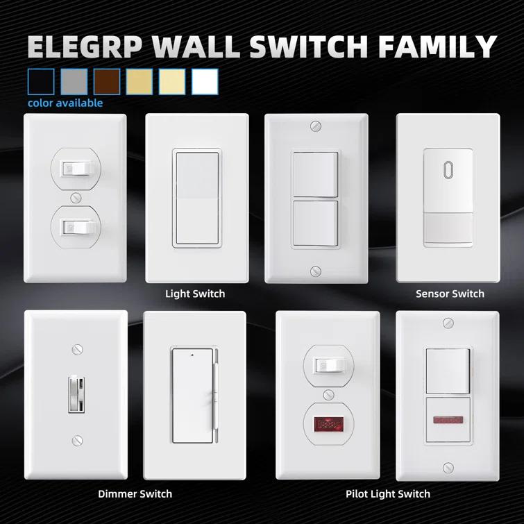 ELEGRP 15 Tamper Resistant Single Pole Rocker Light Switch (Set of 10) ES004A-0110SWP