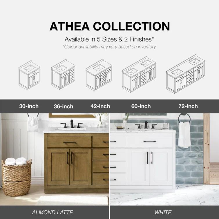 OVE Decors Athea 72 in. W Bath Vanity with Premium Countertop and Power Bar