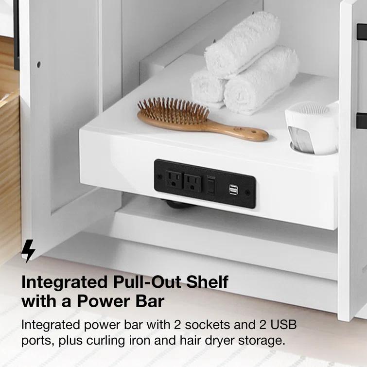 OVE Decors Athea 72 in. W Bath Vanity with Premium Countertop and Power Bar